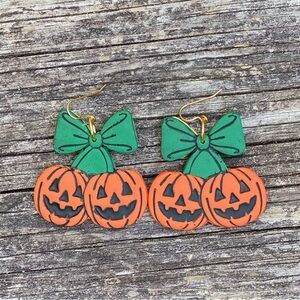 Handcrafted Polymer Clay Halloween Pumpkin Earrings